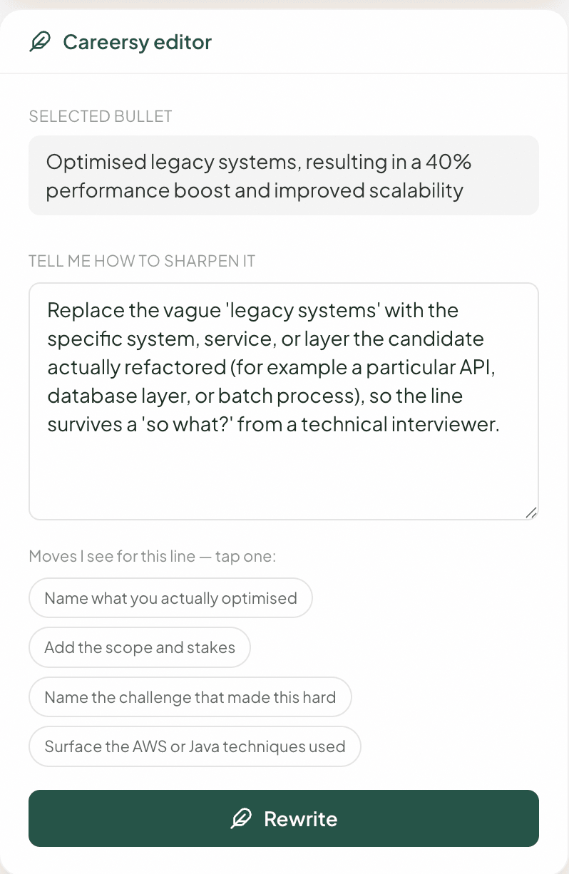 You point at a vague line and ask it to get specific.